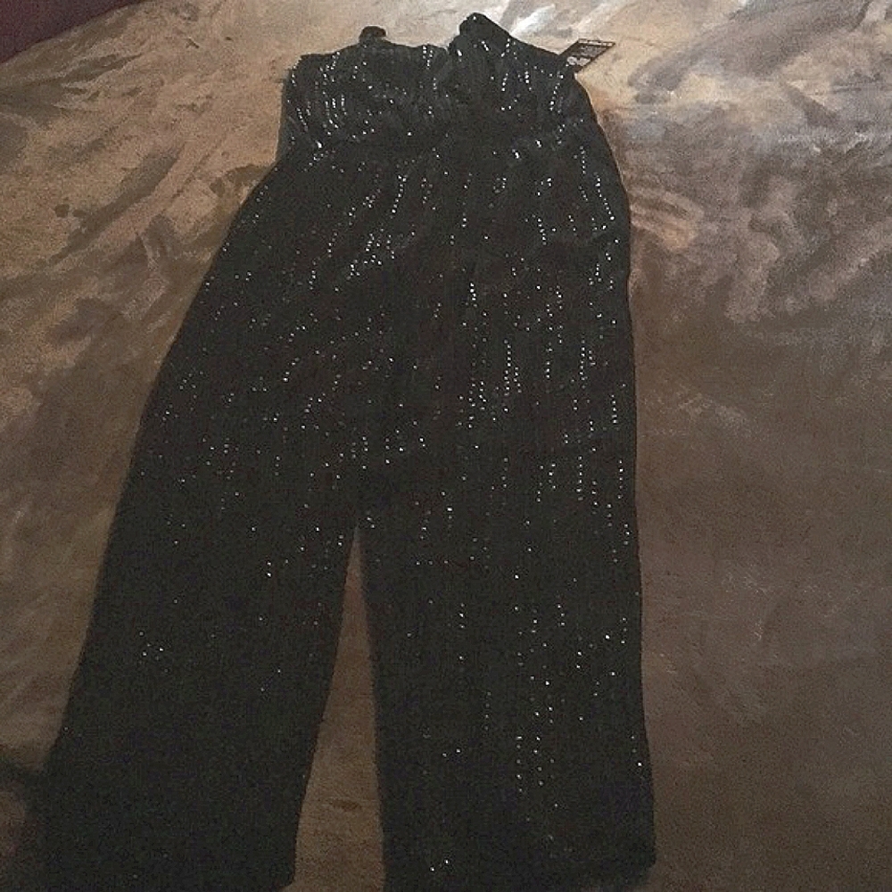 Express Sequins Black thin Strap Jumpsuit